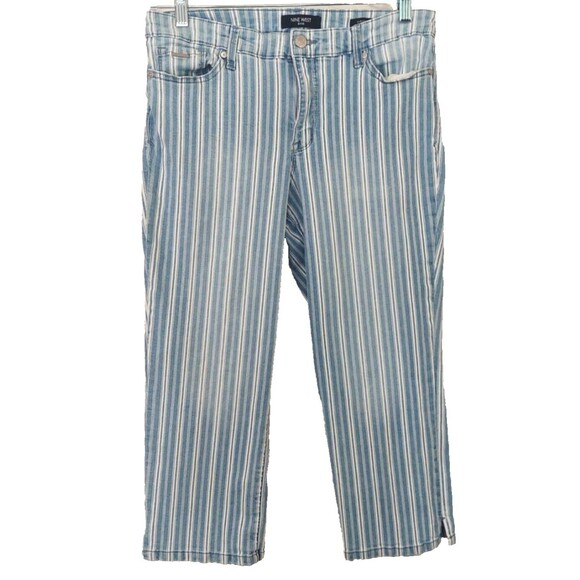 Nine West Capri Jeans Size 10 Stripes Blue Chrystie Sail Away - Picture 1 of 8